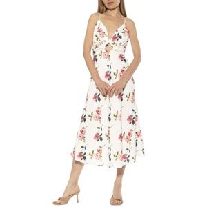 NWT ALEXIA ADMOR Women’s Camila Cutout Fit and Flare Floral Midi Dress